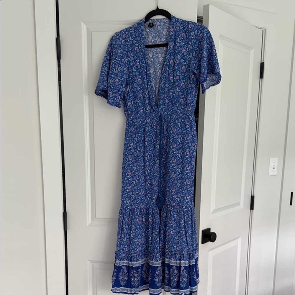 Chicwish Blue Flutter Sleeve Maxi Sundress